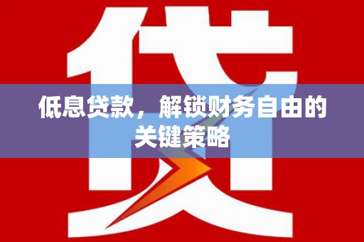 天镇低息贷款，解锁财务自由的关键策略